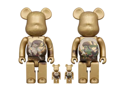 MEDICOM TOY "BEARBRICK" Fujin Raijin 100% & 400% 4 Pcs Set