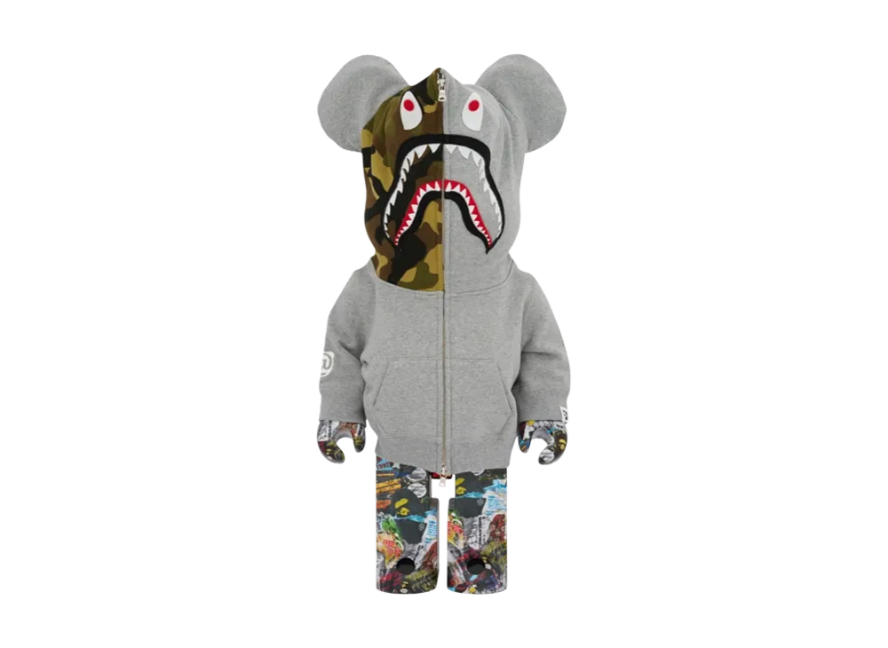 MEDICOM TOY "BEARBRICK" Bape Legacy Camo Shark Gray 1000%