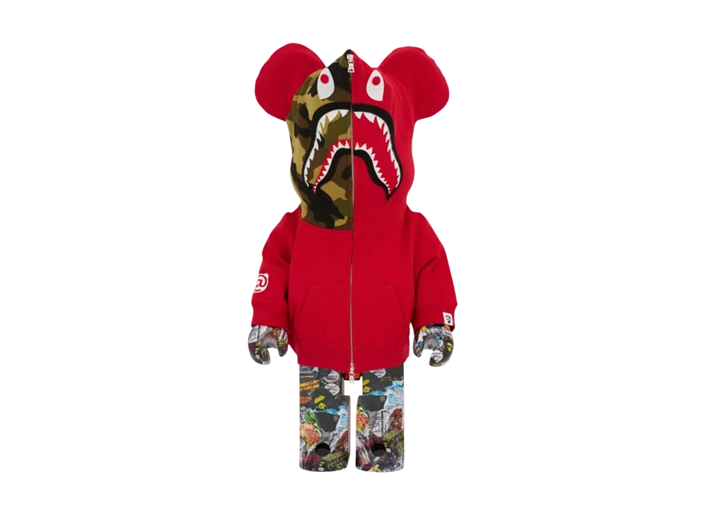 MEDICOM TOY "BEARBRICK" Bape Legacy Camo Shark Red 1000%