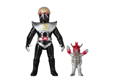 MEDICOM TOY "Toei Retro Sofvi Collection" -Kikaider 01- Silver Hakaider (New Color) + Mini Gin Shrimp