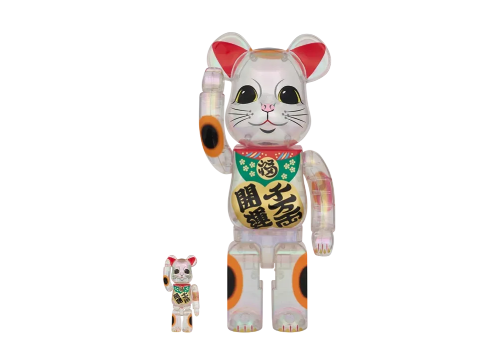 MEDICOM TOY "BEARBRICK" Lucky Cat Lucky Ten Million Ryo Transparent Plating 100% & 400%