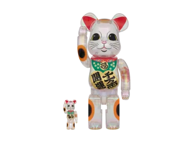 MEDICOM TOY "BEARBRICK" Lucky Cat Lucky Ten Million Ryo Transparent Plating 100% & 400%