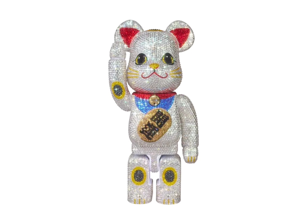 MEDICOM TOY "BEARBRICK" Crystal Decorate Lucky Cat Good Luck 400%