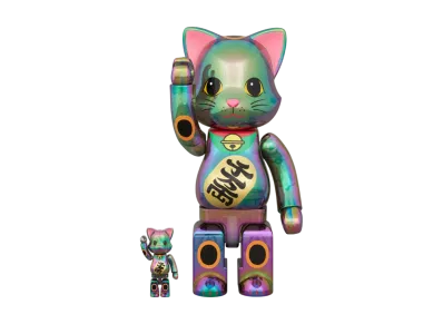 MEDICOM TOY "NYABRICK" Lucky Cat Ten Million Ryo Black Transparent Plating 100% & 400%