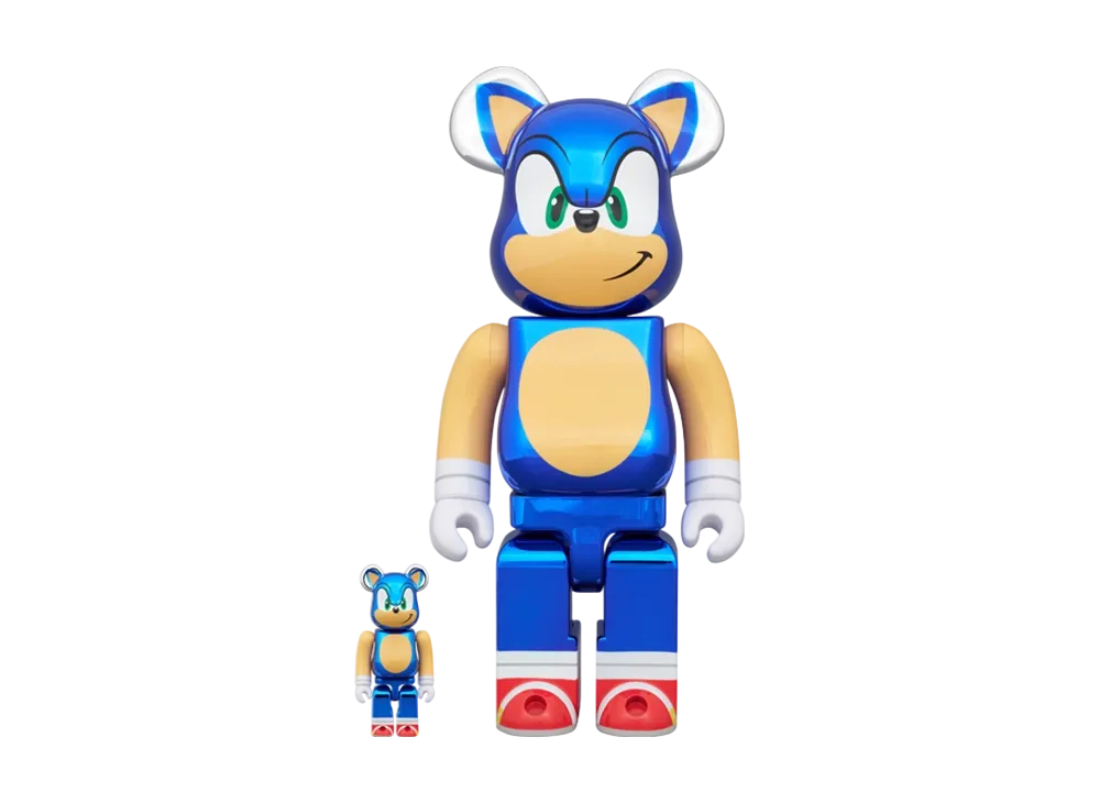 MEDICOM TOY "BEARBRICK" -Sonic- Sonic The Hedgehog Chrome Ver. 100% & 400%