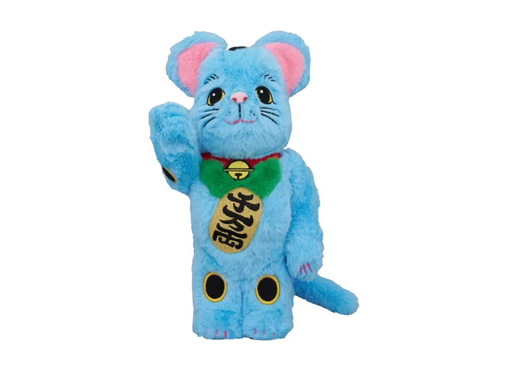 MEDICOM TOY "BEARBRICK" Lucky Cat Costume, Sky Blue, 400%