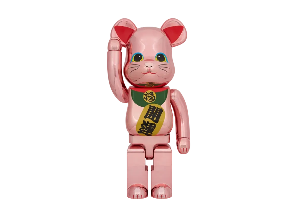 MEDICOM TOY "BEARBRICK" Lucky Cat, Good Luck, No. 2, Pink Gold Plating, 1000%