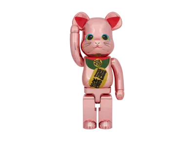 MEDICOM TOY "BEARBRICK" Lucky Cat, Good Luck, No. 2, Pink Gold Plating, 1000%