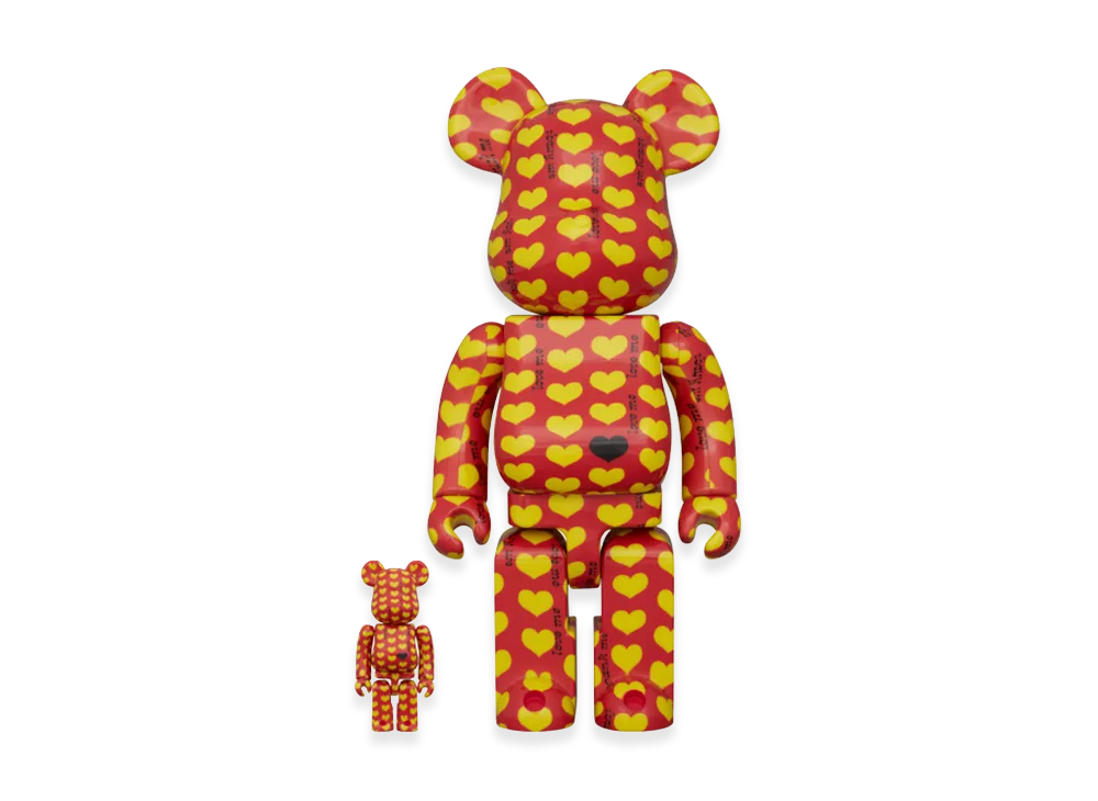 メディコムトイ【ベアブリック】イエロー ハート リバース Ver. 100