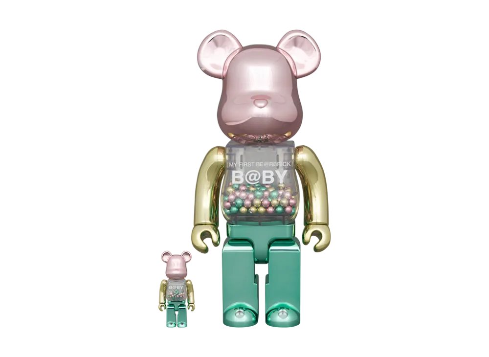 MEDICOM TOY "BEARBRICK" My First Bearbrick Baby 1St Color Chrome Ver. 100% & 400%
