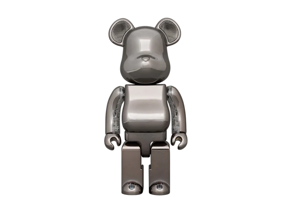 MEDICOM TOY "BEARBRICK" Audio Chrome 400% Portable Bluetooth Speaker Platinum