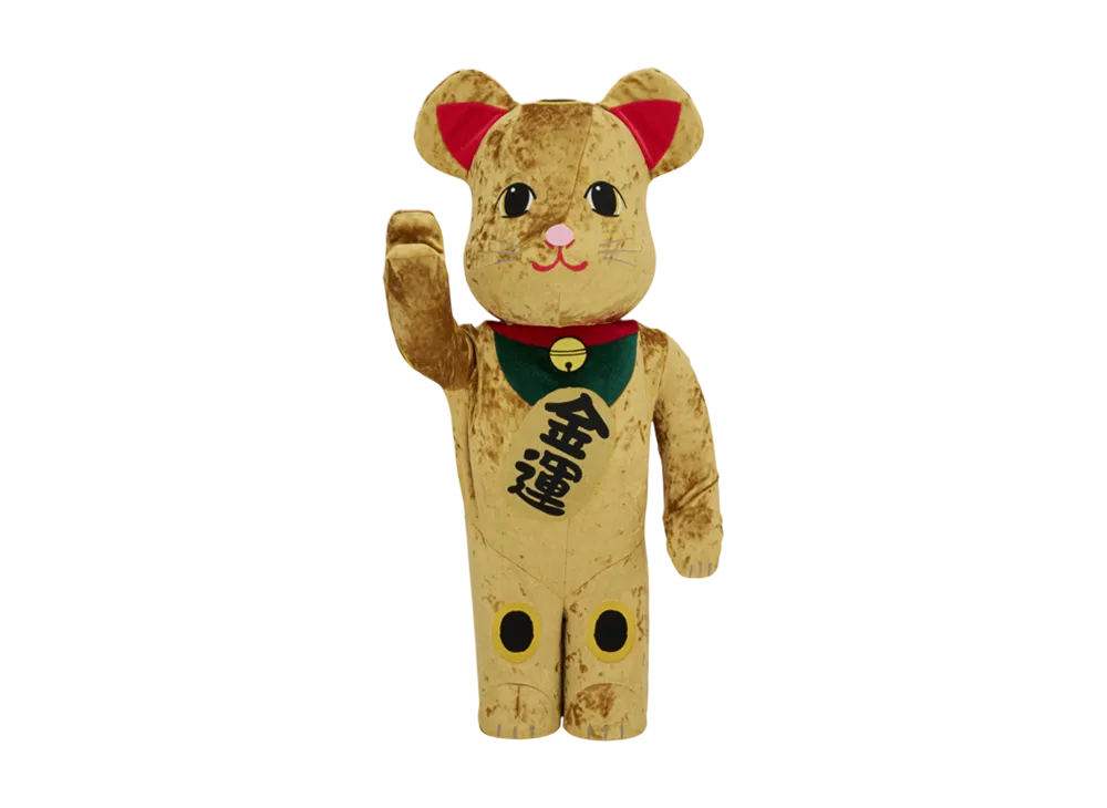 MEDICOM TOY "BEARBRICK" Lucky Cat Gold Wealth Luck Costume 1000%