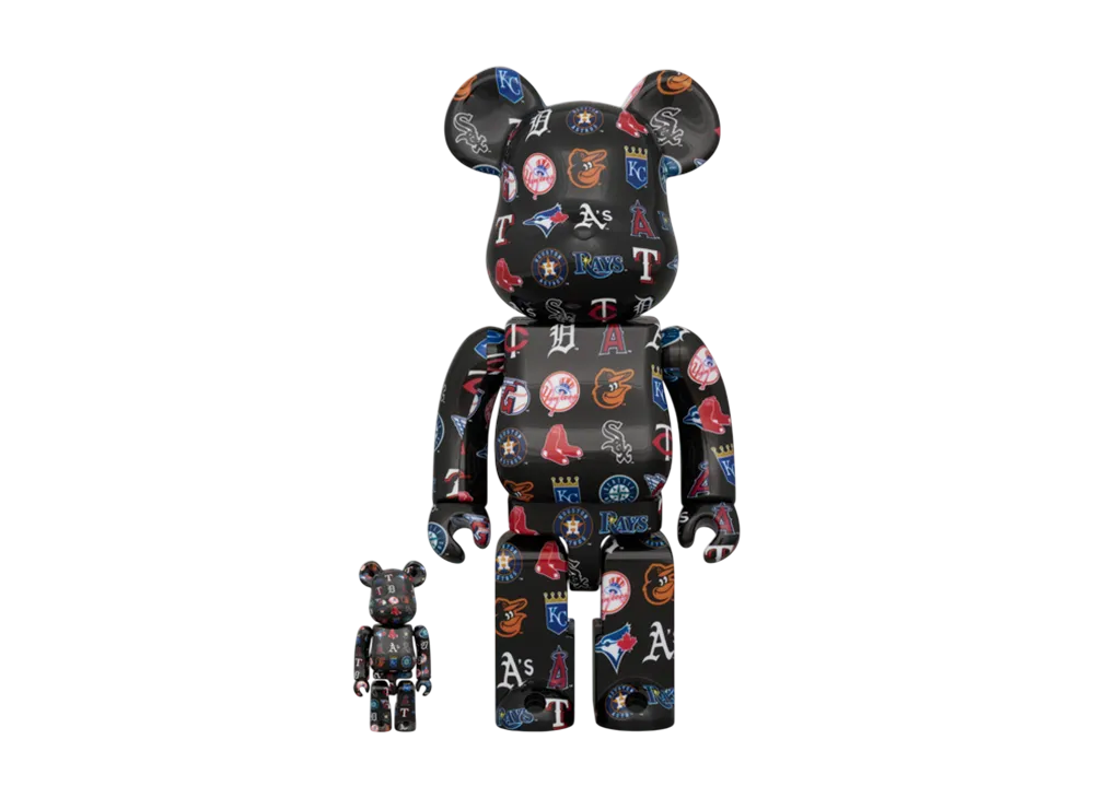 MEDICOM TOY "BEARBRICK" American League Black Ver. 100% & 400%