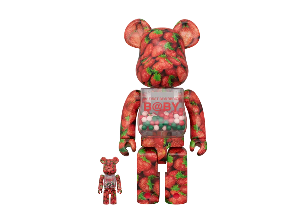 MEDICOM TOY "BEARBRICK" My First Bearbrick Baby Strawberry Ver. 100% & 400%