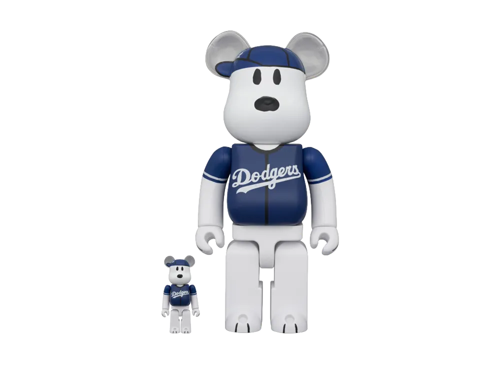MEDICOM TOY "BEARBRICK" Mlb X Peanuts Bearbrick Snoopy (Los Angeles Dodgers) 100% & 400%