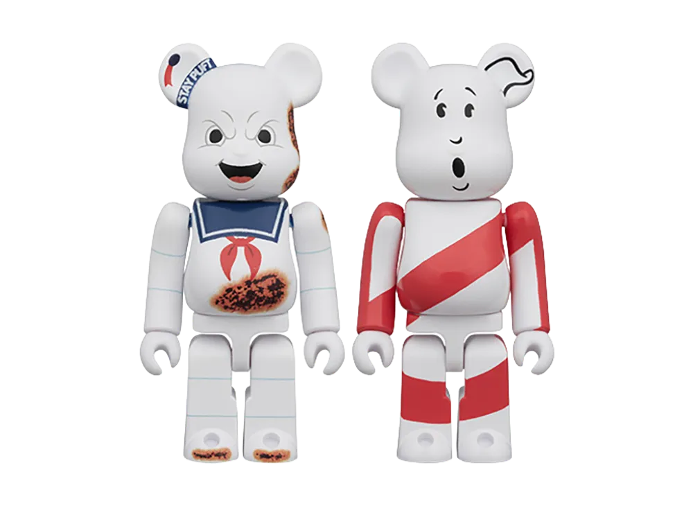 MEDICOM TOY "BEARBRICK" -Ghostbusters- Bearbrick 2Pcs Set Stay Puft Marshmallow Man "Angry Face" & No Ghost