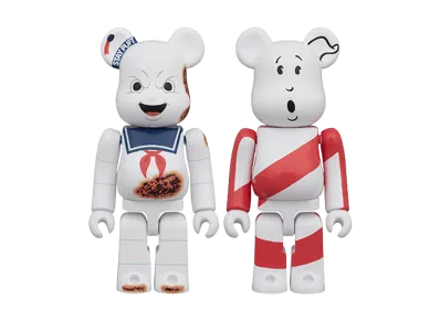 MEDICOM TOY "BEARBRICK" -Ghostbusters- Bearbrick 2Pcs Set Stay Puft Marshmallow Man "Angry Face" & No Ghost