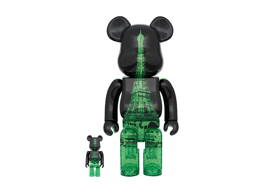 MEDICOM TOY "BEARBRICK" Bearbrick Eiffel Tower 100% & 400% Green Dress Version