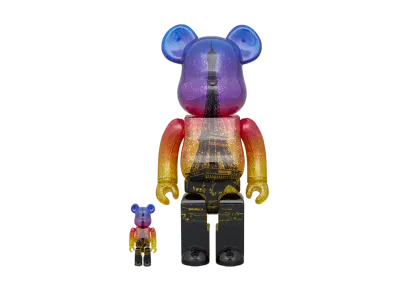 MEDICOM TOY "BEARBRICK" Bearbrick Eiffel Tower 100% & 400% Twilight Version