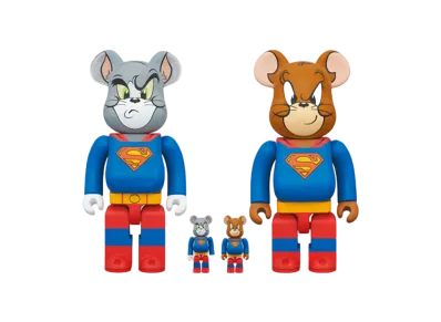 MEDICOM TOY "BEARBRICK" -Warner Bros 100th- TOM and JERRY as SUPERMAN 100% & 400%