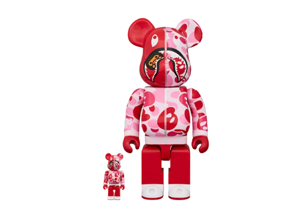 MEDICOM TOY "BEARBRICK" -BAPE- BABY MILO CAMO SHARK PINK 100% & 400%