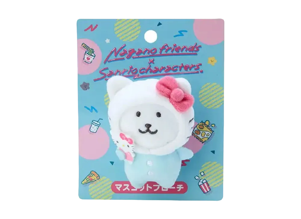 Sanrio -Chiikawa- Nagano Friends x Sanrio Characters Mascot Brooch (Nagano Bear x Hello Kitty)