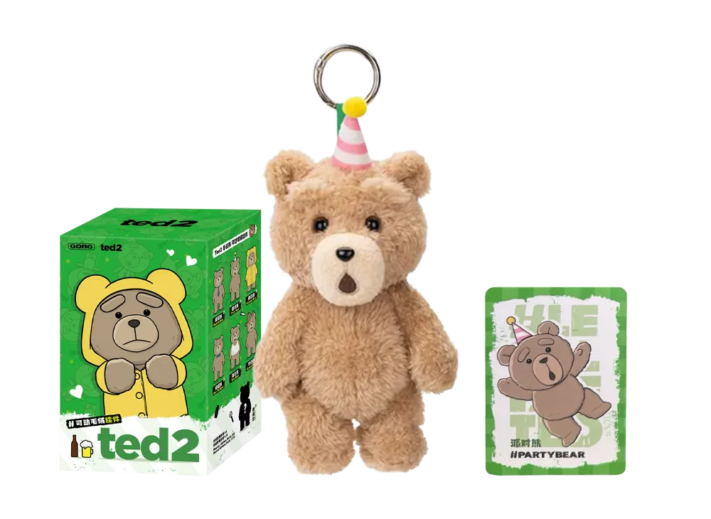 POP MART Ted2 Teddy Bear Action Plush Pendant Series Party Bear