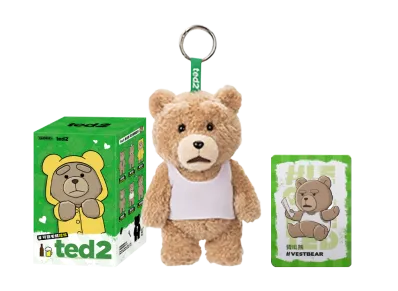 POP MART Ted2 Teddy Bear Action Plush Pendant Series Vest Bear