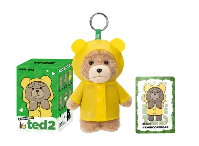 POP MART Ted2 Teddy Bear Action Plush Pendant Series Raincoat Bear