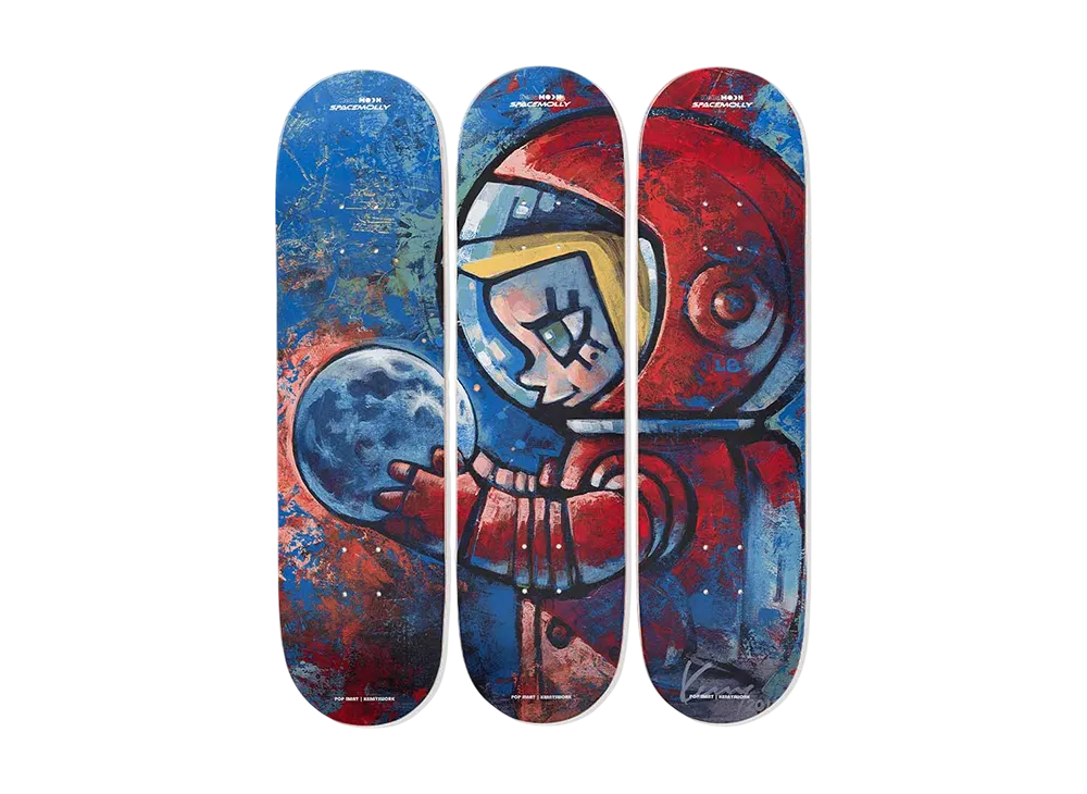 POP MART MEGA SPACE MOLLY Hello, Moon Limited-edition Skateboard Triptych