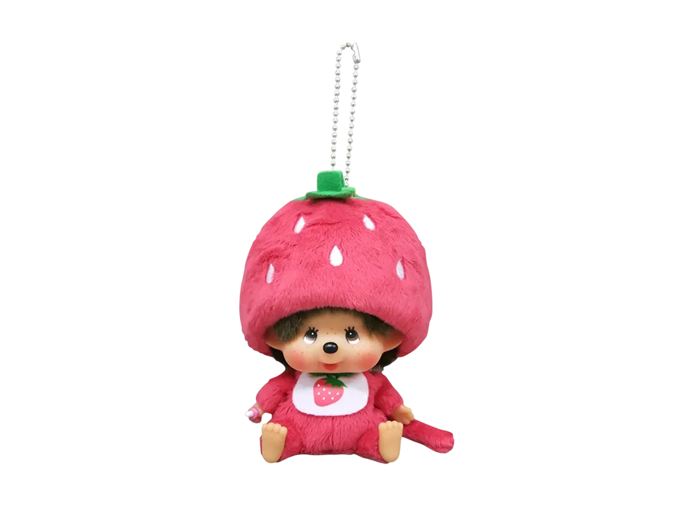 Sekiguchi Monchhichi Strawberry Monchhichi-san Kao-deka SS Size Keychain