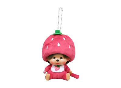 Sekiguchi Monchhichi Strawberry Monchhichi-san Kao-deka SS Size Keychain
