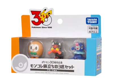 TAKARA TOMY "MONSTER COLLECTION" -Pokemon 30th Anniversary Moncolle: First Partner Trio Set- Alola Region
