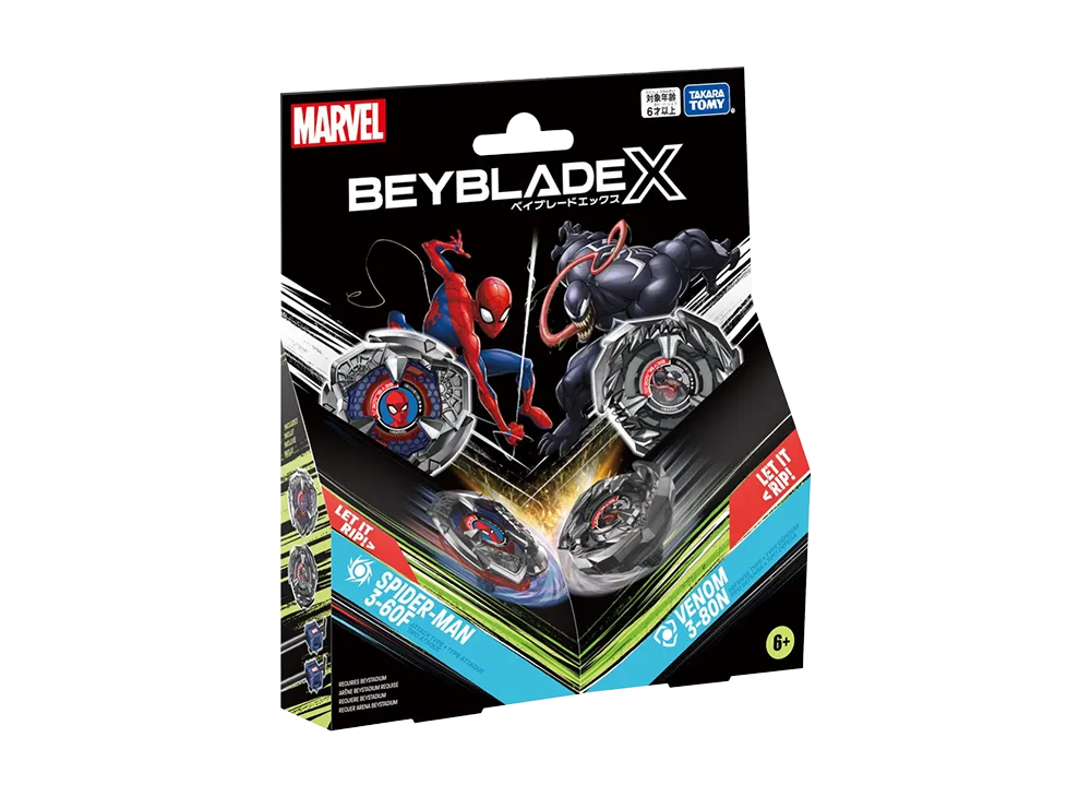 TAKARA TOMY "BEYBLADE X" BX-00 Marvel Spider-Man 3-60F / Venom 3-80N (B4 Store Exclusive) - ¥