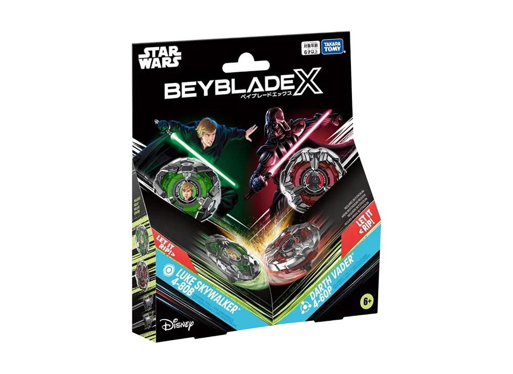 TAKARA TOMY "BEYBLADE X" BX-00 Star Wars Luke Skywalker 4-80B / Darth Vader 4-60P (B4 Store Exclusive) - ¥