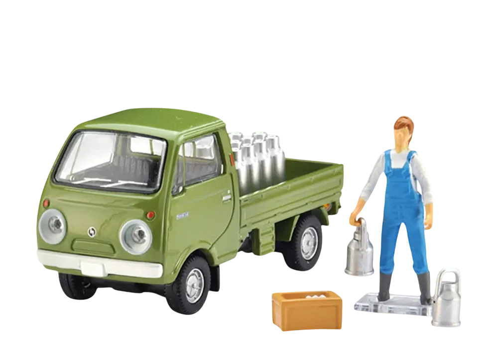 TOMYTEC "TOMICA LIMITED VINTAGE" 1/64 LV-198a Mazda Porter Cab Three-Way Opening (Green) With Figure