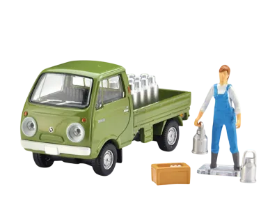 TOMYTEC "TOMICA LIMITED VINTAGE" 1/64 LV-198a Mazda Porter Cab Three-Way Opening (Green) With Figure