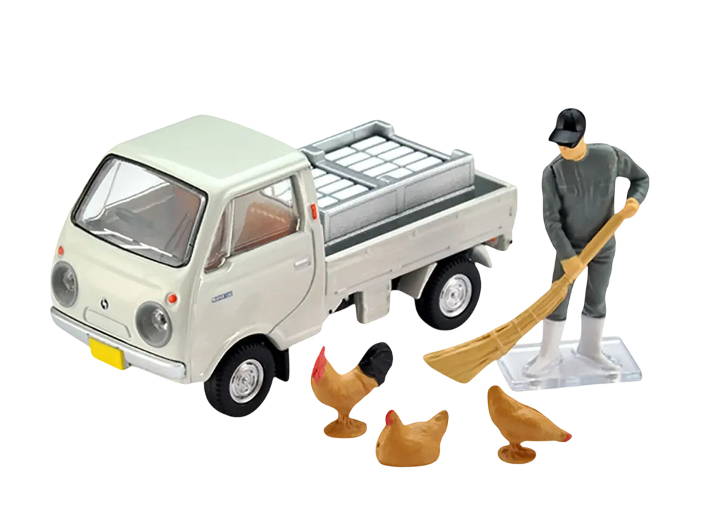 TOMYTEC "TOMICA LIMITED VINTAGE" 1/64 LV-198b Mazda Porter Cab Three-Way Opening (White) With Figure