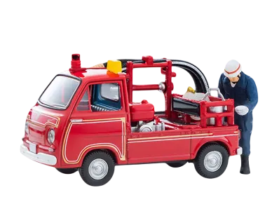 TOMYTEC "TOMICA LIMITED VINTAGE" 1/64 LV-68c Subaru Sambar Pump Fire Engine (With Figure)