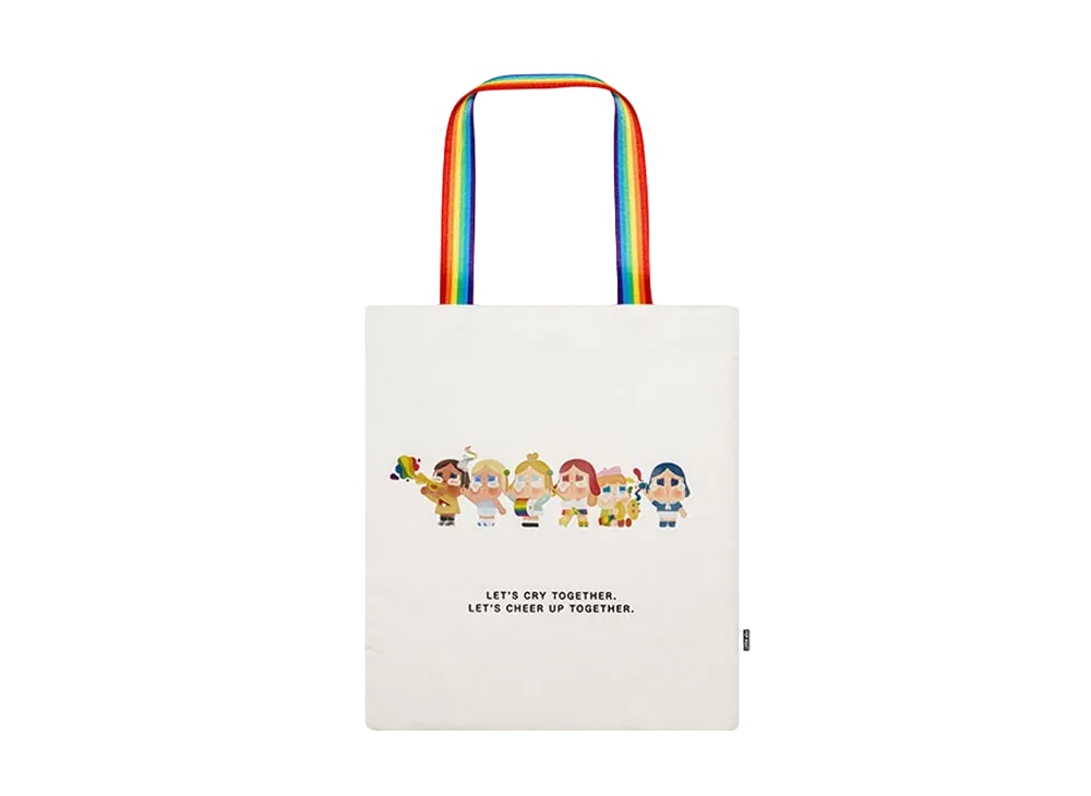 POP MART CRYBABY CHEER UP, BABY! Canvas Bag (White Ver.)