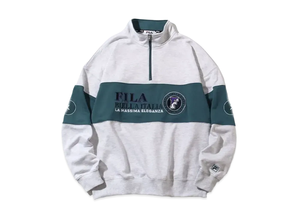 FILA Line Switching Vintage Logo Half Zip Pullover "Ash"