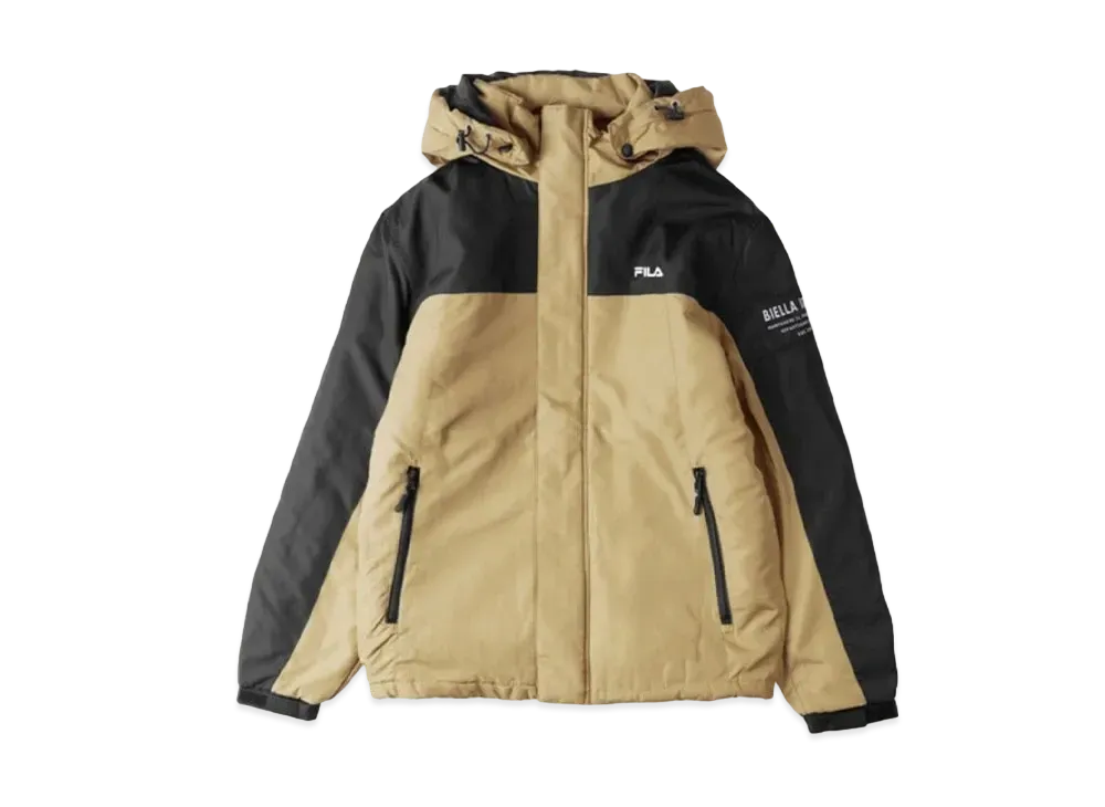 FILA One-Point Logo Embroidery Color Scheme Switching Aluminum Coating Filling Eco Down Jacket Outerwear "Beige"
