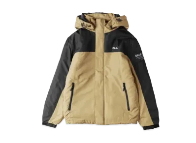 FILA One-Point Logo Embroidery Color Scheme Switching Aluminum Coating Filling Eco Down Jacket Outerwear "Beige"