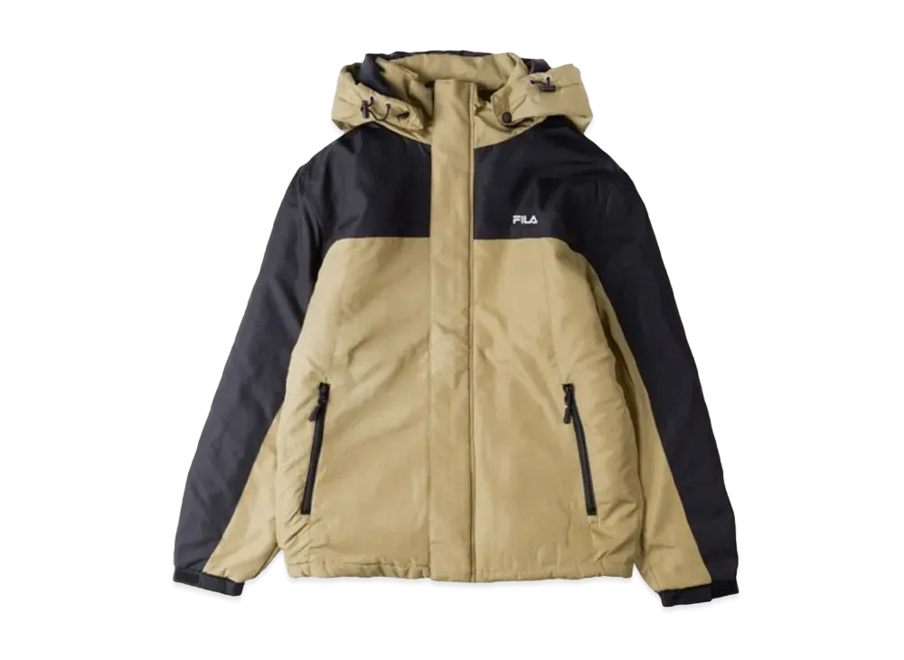FILA One-Point Logo Embroidery Color Scheme Switching Aluminum Coating Filling Eco Down Jacket Outerwear "Beige"