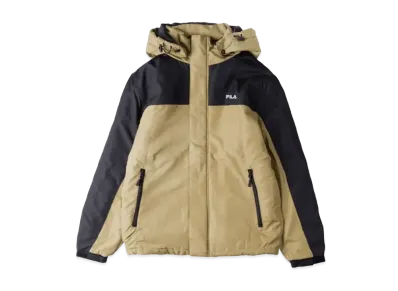 FILA One-Point Logo Embroidery Color Scheme Switching Aluminum Coating Filling Eco Down Jacket Outerwear "Beige"