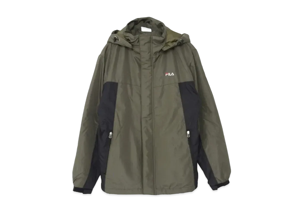 FILA One-Point Logo Embroidery Color Scheme Switching Aluminum Coating Filling Eco Down Jacket Outerwear "DarkKahaki"