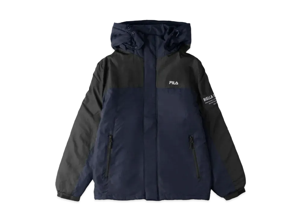 FILA One-Point Logo Embroidery Color Scheme Switching Aluminum Coating Filling Eco Down Jacket Outerwear "Blue"