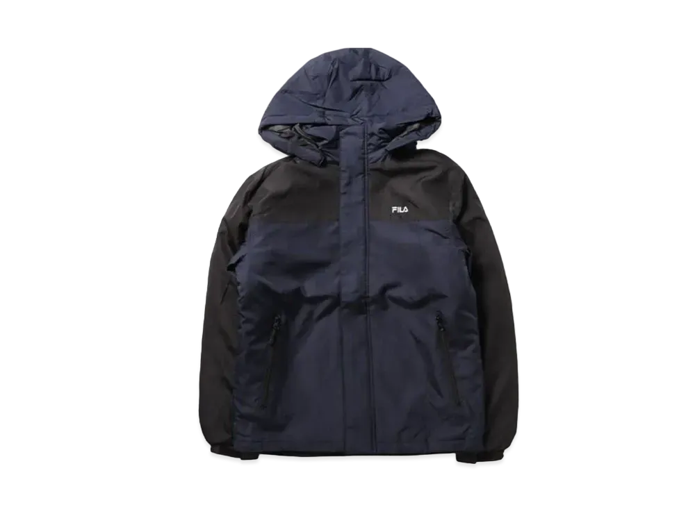 FILA One-Point Logo Embroidery Color Scheme Switching Aluminum Coating Filling Eco Down Jacket Outerwear "Navy"