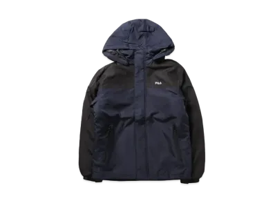 FILA One-Point Logo Embroidery Color Scheme Switching Aluminum Coating Filling Eco Down Jacket Outerwear "Navy"