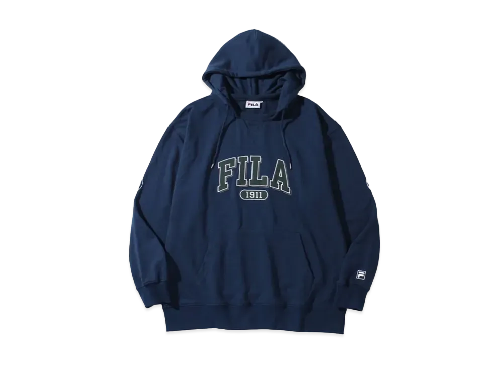 FILA College Logo Patch Big Silhouette Pullover Parka "Cobalt Blue"